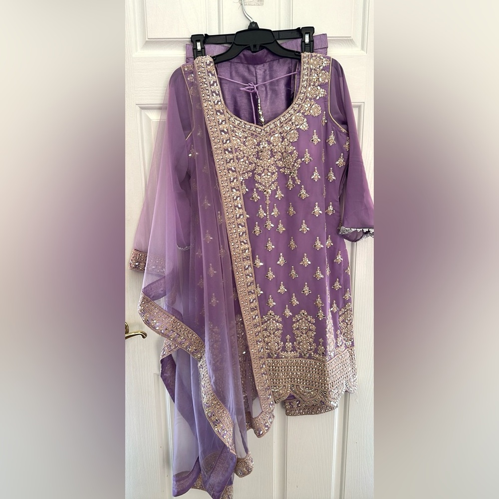 Elegant Purple Indian Dress with Embellishments